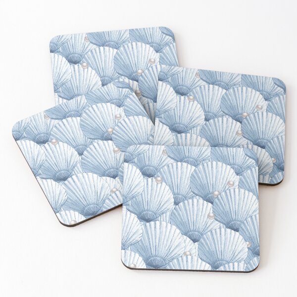 Item preview, Seashells Pearl Treasure - Country Blue + Pearl Gray designed and sold by L Diane Johnson.