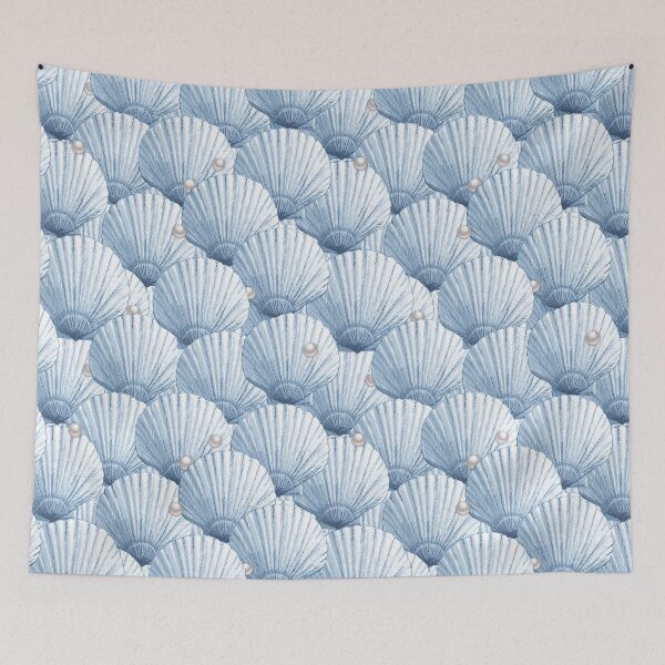 Item preview, Seashells Pearl Treasure - Country Blue + Pearl Gray designed and sold by L Diane Johnson.