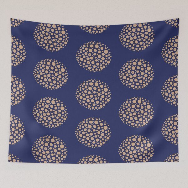 Item preview, Crater planet large-scale fashion print, gold on midnight blue designed and sold by Susan Marie Williams.