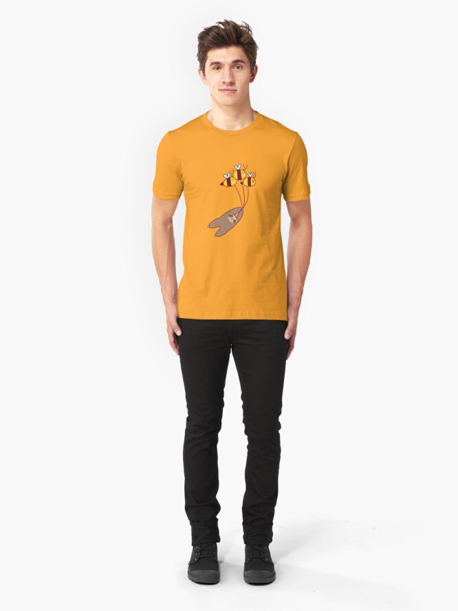 Alternate view of Sloth and Bumble Bees Slim Fit T-Shirt