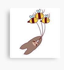Sloth and Bumble Bees Canvas Print