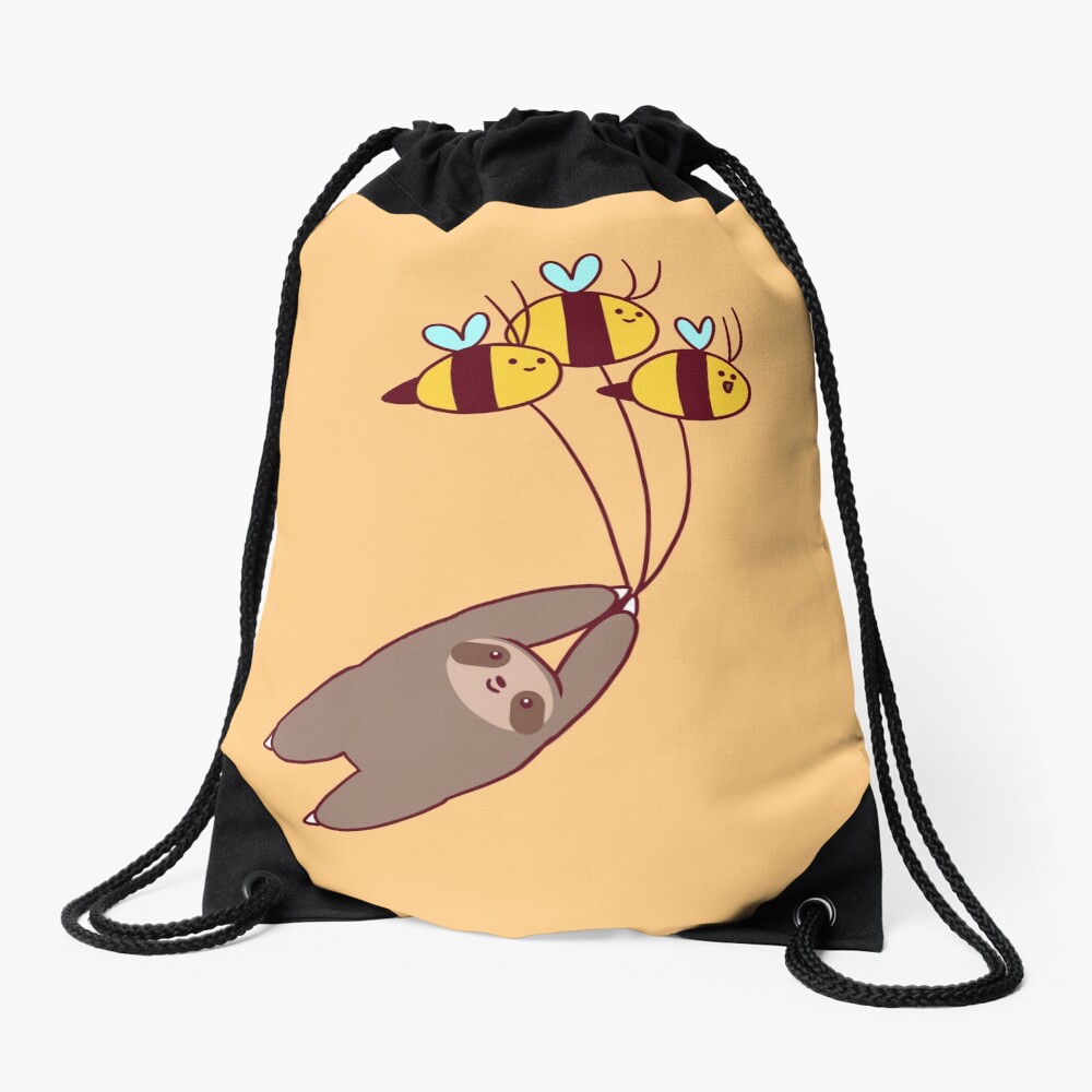 Sloth and Bumble Bees Drawstring Bag