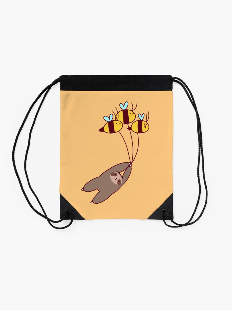 Alternate view of Sloth and Bumble Bees Drawstring Bag