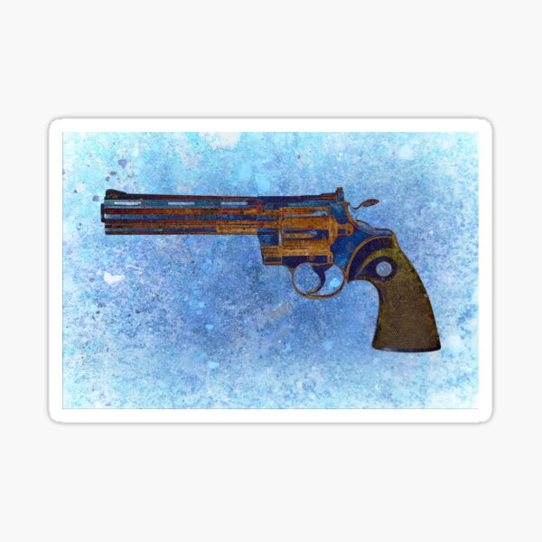 Colt Python 357 Mag On Blue Background. Sticker