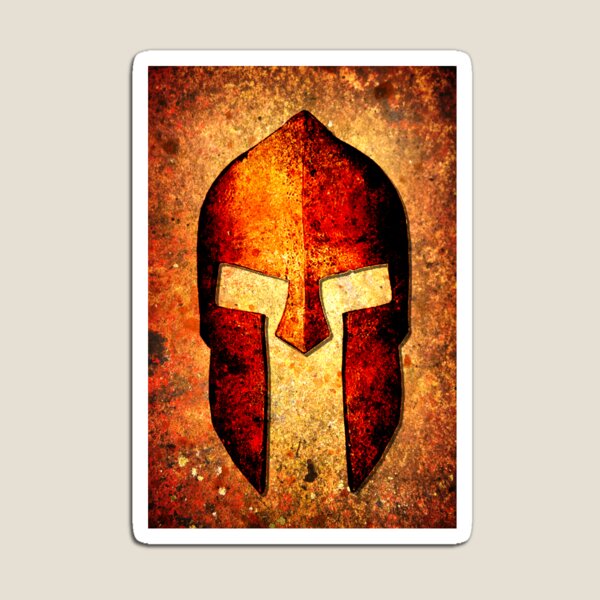 Spartan Helmet On Rust Background With A Color Burn Effect Magnet