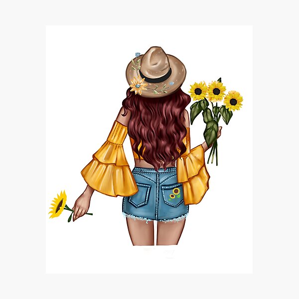 Lámina fotográfica «Mujer de girasol de pelo rojo» de ToatShops | Redbubble