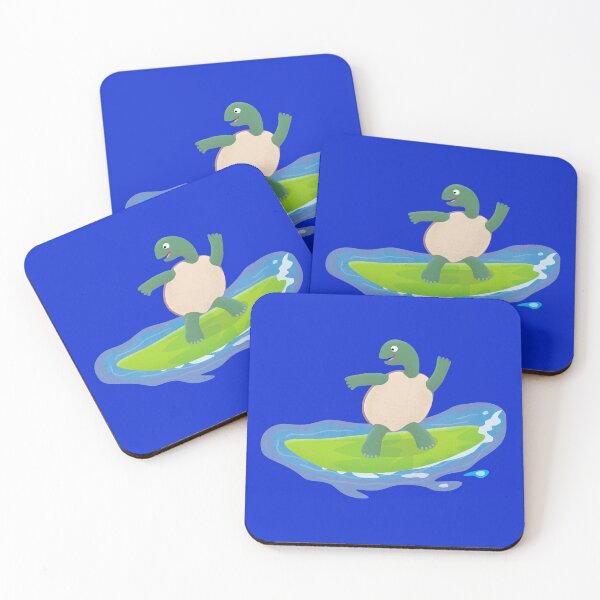 Item preview, Funny tortoise wave surfing cartoon designed and sold by FrogFactory.