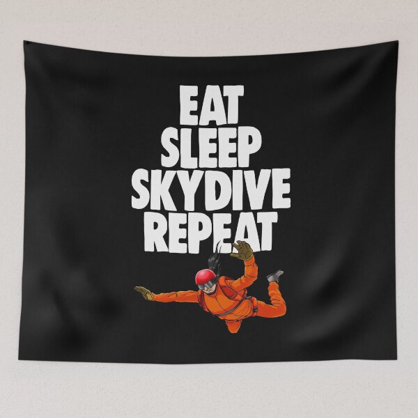 Aperçu de l'œuvre Eat Sleep Skydive Repeat Orange créée et vendue par Bendthetrend.