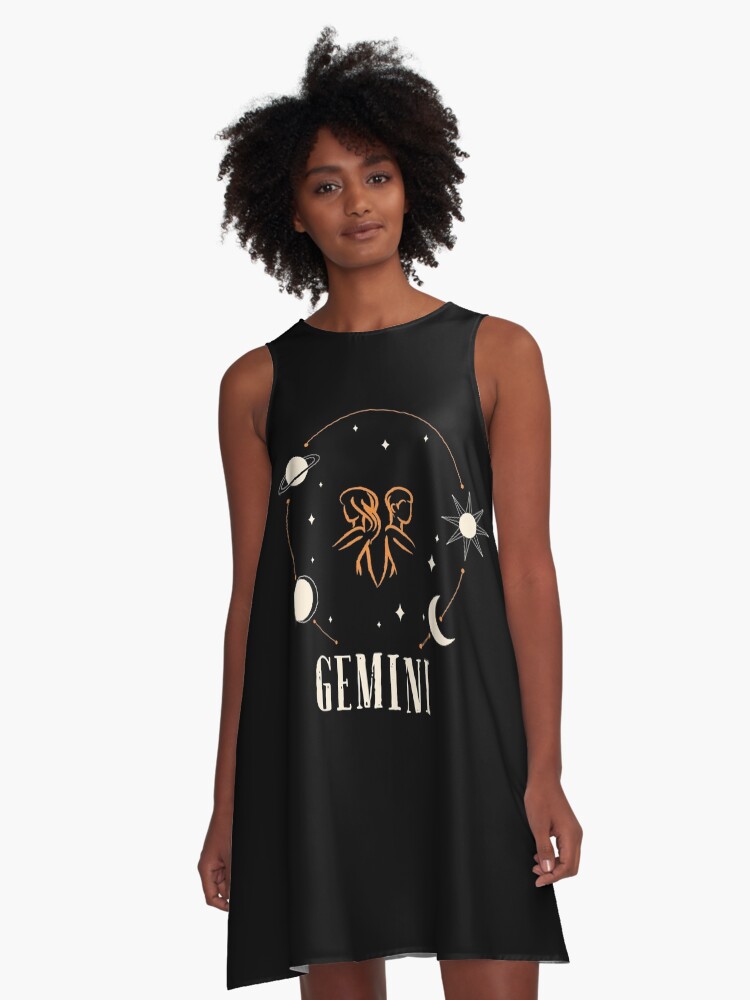 Gemini Zodiac sign, Galaxy Celestial Stars And Moons A-Line