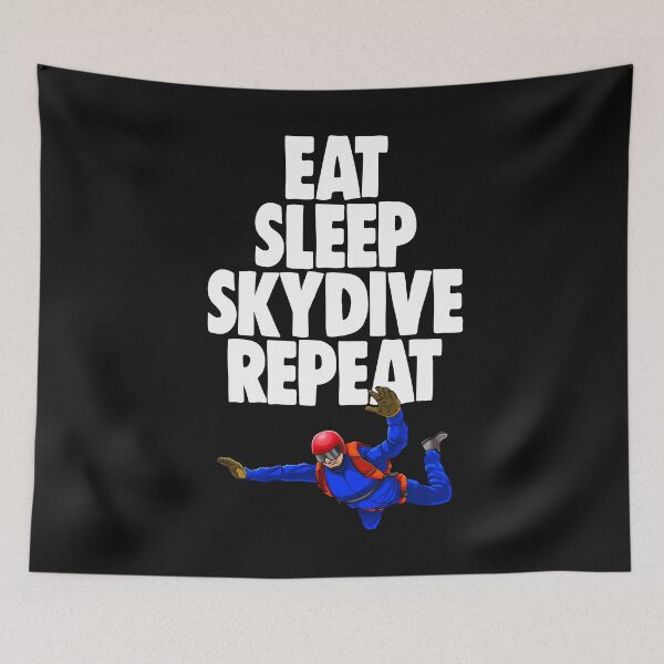 Aperçu de l'œuvre Eat Sleep Skydive Repeat Bleu créée et vendue par Bendthetrend.