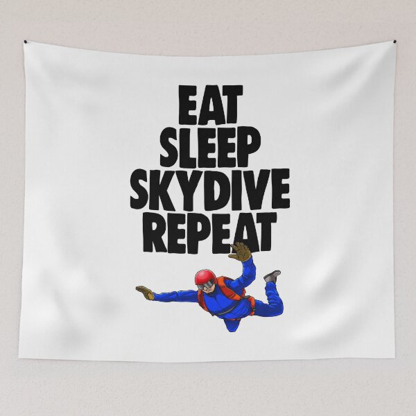 Aperçu de l'œuvre Eat Sleep Skydive Repeat Bleu créée et vendue par Bendthetrend.