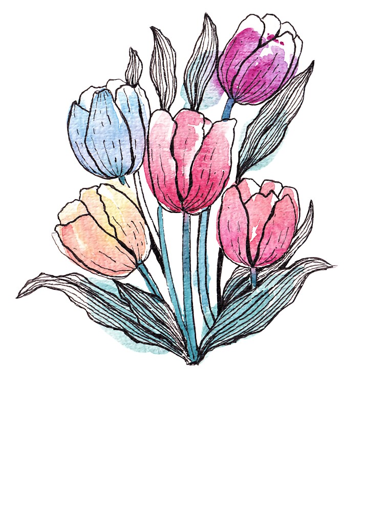 Watercolour Tulip Sleeve Top