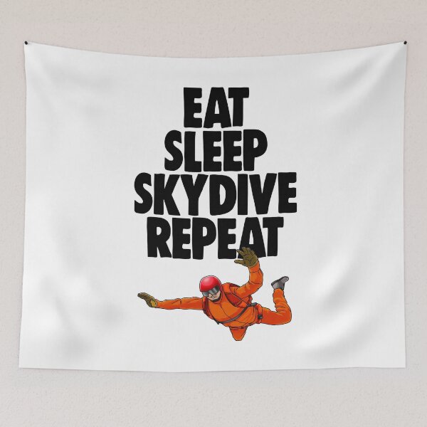 Aperçu de l'œuvre Eat Sleep Skydive Repeat Orange créée et vendue par Bendthetrend.