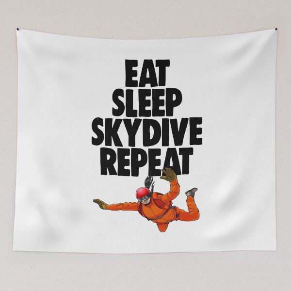 Aperçu de l'œuvre Eat Sleep Skydive Repeat Orange créée et vendue par Bendthetrend.