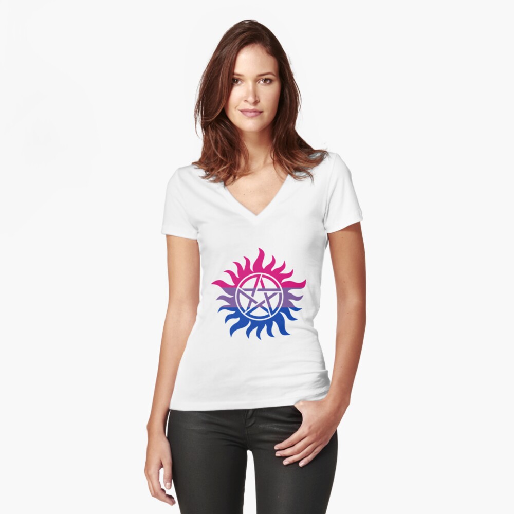 Supernatural Anti-Possession Bisexual Flag Fitted V-Neck T-Shirt