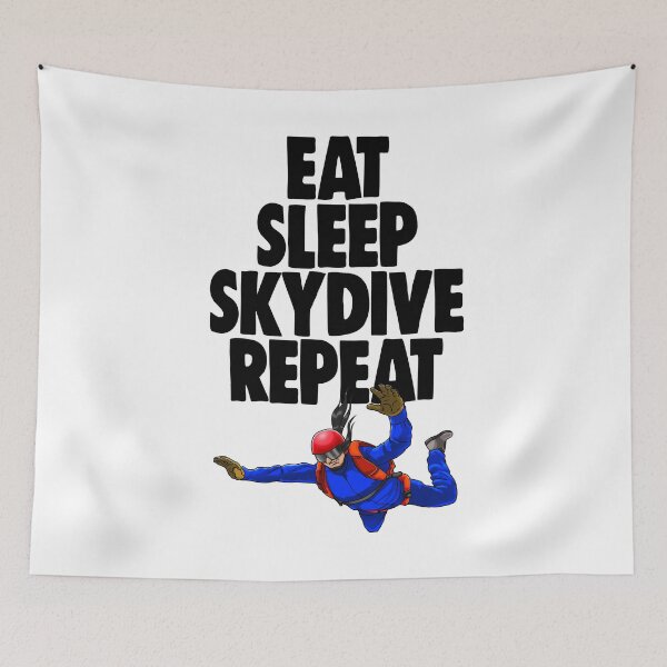 Aperçu de l'œuvre Eat Sleep Skydive Repeat Bleu créée et vendue par Bendthetrend.