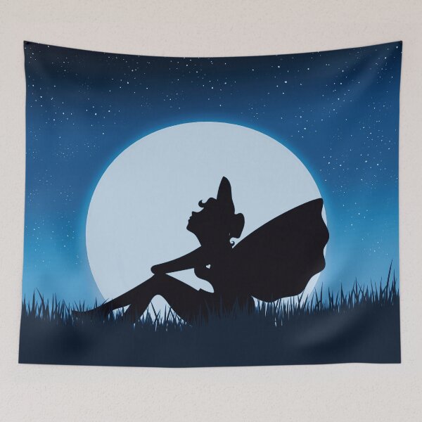 Item preview, Fairy Moon: Blue, Mystical, Stars, Fantasy, Landscape, Moonscape, Nature, Heart designed and sold by silentndesigns.