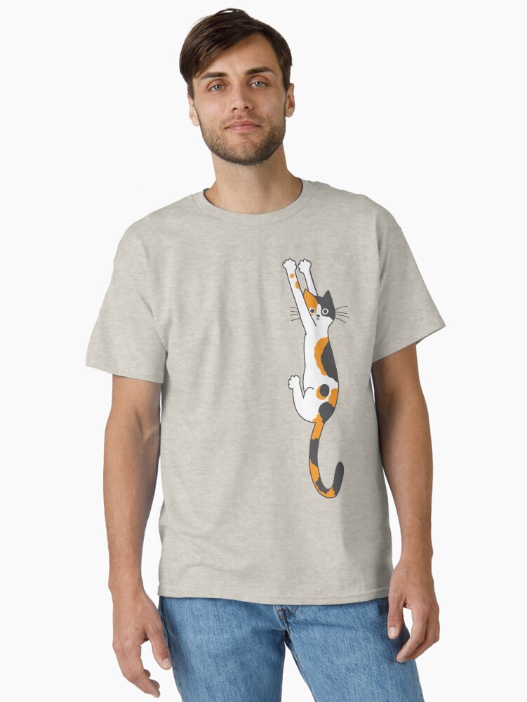 Thumbnail 1 of 7, Classic T-Shirt, Calico Cat Hanging On designed and sold by ShortCoffee.