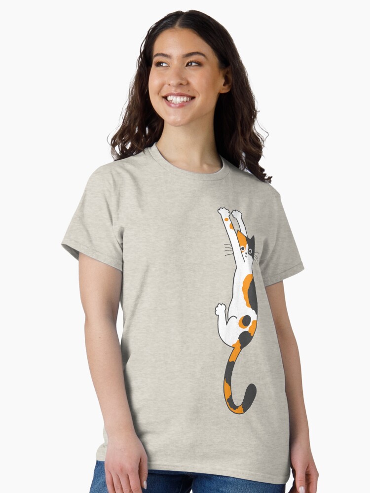 Thumbnail 2 of 7, Classic T-Shirt, Calico Cat Hanging On designed and sold by ShortCoffee.