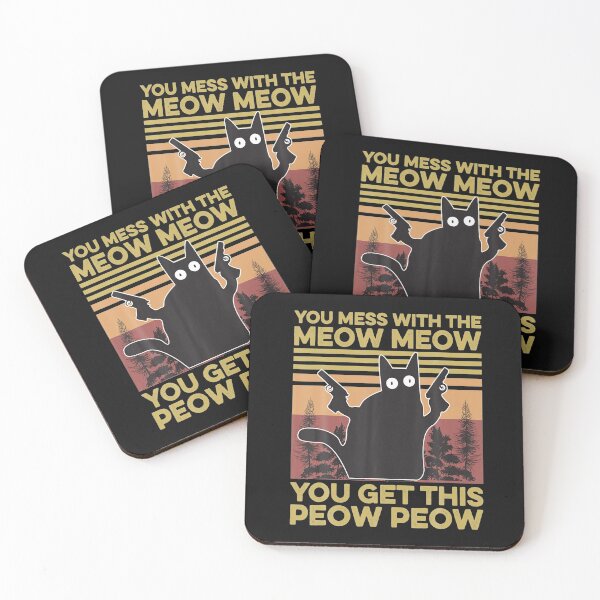 Item preview, You Mess With The Meow Meow You Get The Peow Peow Vintage T-Shirt, Cat Pew Pew Shirt designed and sold by Trendy Shirt.