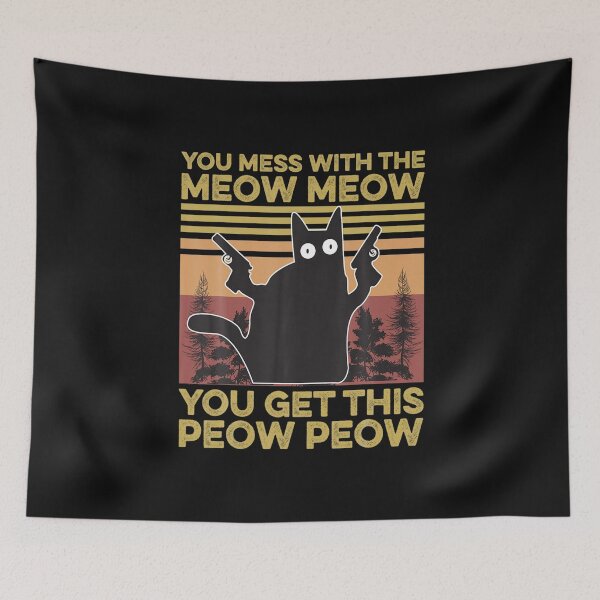 Item preview, You Mess With The Meow Meow You Get The Peow Peow Vintage T-Shirt, Cat Pew Pew Shirt designed and sold by Trendy Shirt.