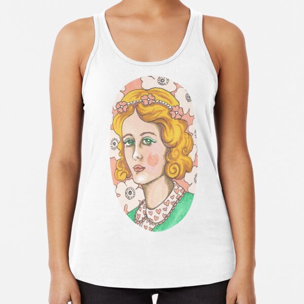 "Priscilla" Retro Portrait Illustration Racerback Tank Top