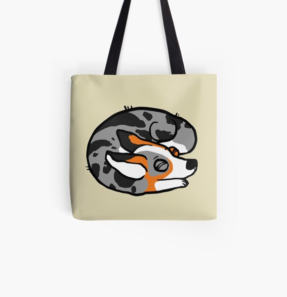 Sleeping Cardigan Corgi - Blue Merle Allover-Print Tote Bag
