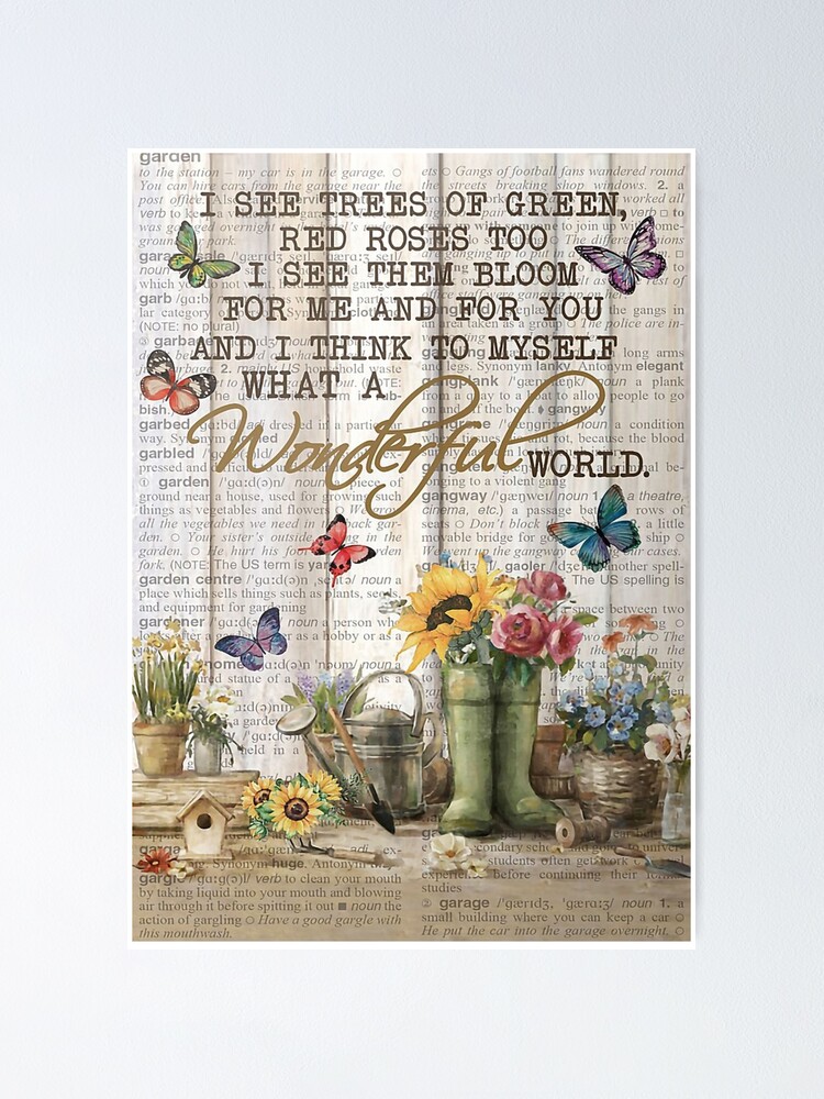 Póster «Pallet Garden Butterfly También veo árboles de rosas rojas