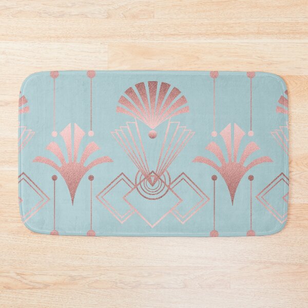 Item preview, Art Deco Elegant Luxury Pattern Rose Gold On Pastel Blue designed and sold by artsandsoul.