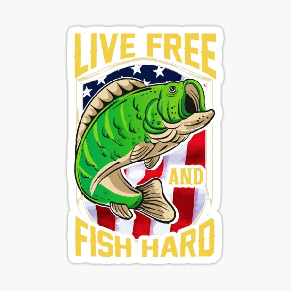 Bass Fishing American Flag Patriotic Fishing USA Fish Retro Distressed |  Sticker