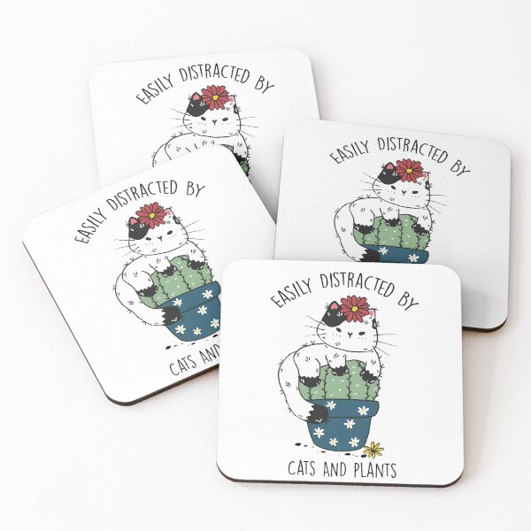 Item preview, easily distracted by cats and plants - cat - cactus designed and sold by Ashi17.