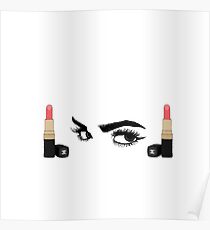 Make-Up- Lipstick And Eyes Poster
