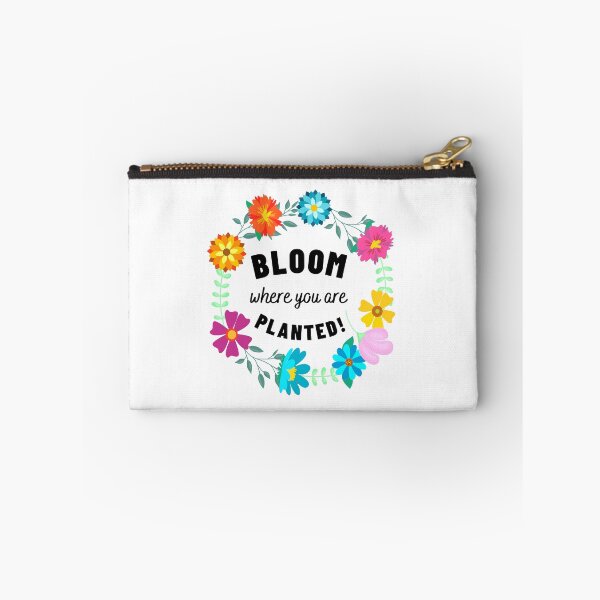 Item preview, Bloom where you are planted black text (in colorful flower circle) designed and sold by Chantelle  Spies.
