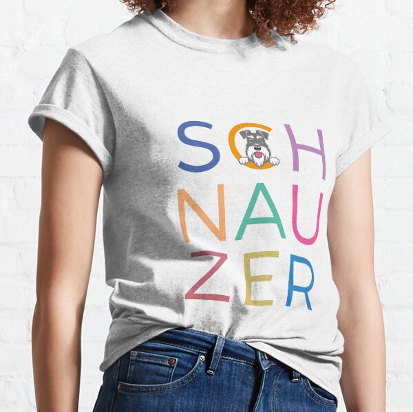Multicoloured letters with salt and pepper schnauzer dog Classic T-Shirt