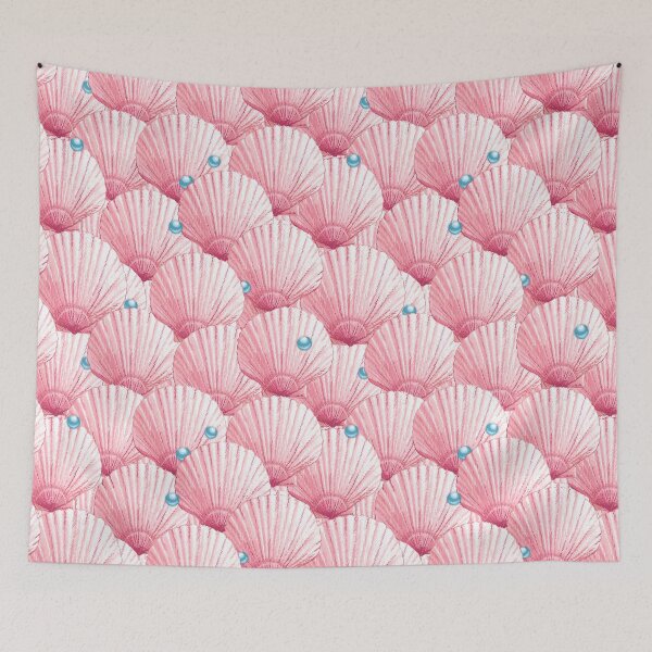 Item preview, Seashells Pearl Treasure - Pink + Aqua Blue designed and sold by L Diane Johnson.