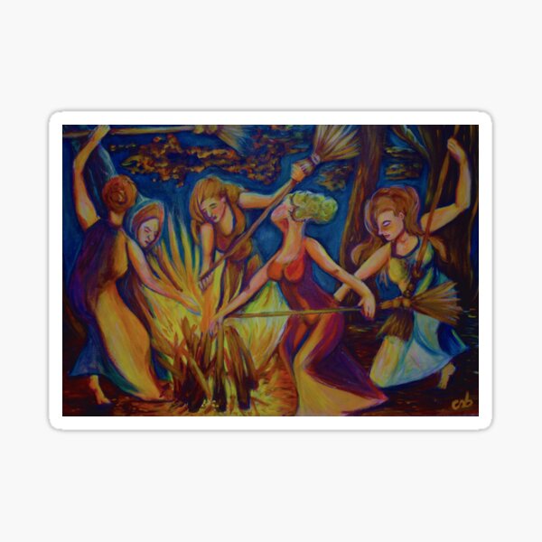 Item preview, The Sabbat Witches Dancing By Fire Pagan Art by VivaCandita designed and sold by vivacandita.