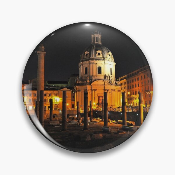 Item preview, Rome Forum and Church Ruins At Night Metal Print designed and sold by GabryNY.