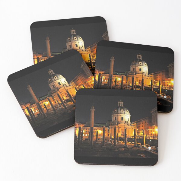 Item preview, Rome Forum and Church Ruins At Night Metal Print designed and sold by GabryNY.