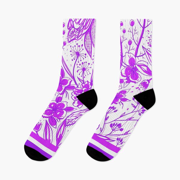 Item preview, Artsy shades of purple flowers on white background designed and sold by Chantelle  Spies.