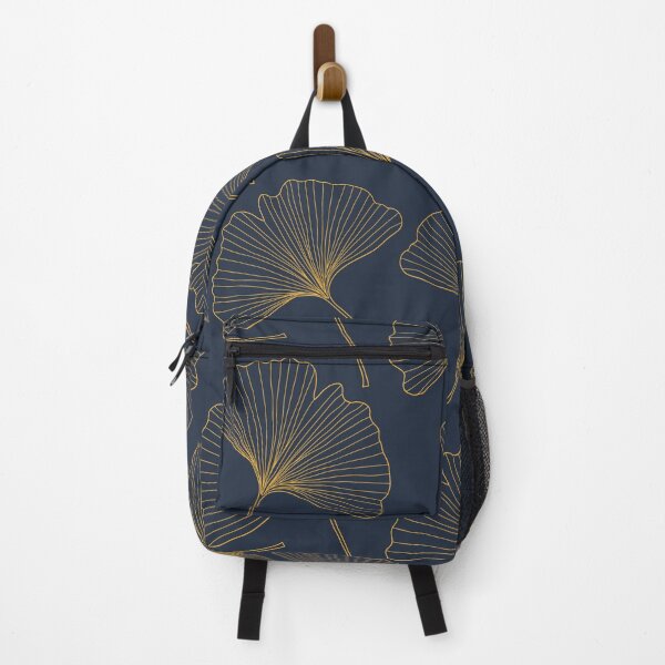 Item preview, Navy Blue and Gold Ginkgo Leaves Art Deco Pattern designed and sold by Animal Aura Studio.
