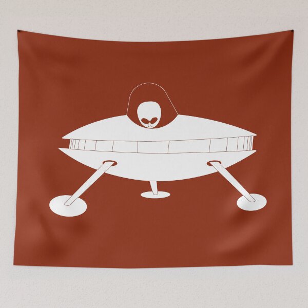 Item preview, Landing Ufo White on Red designed and sold by PK-inK.