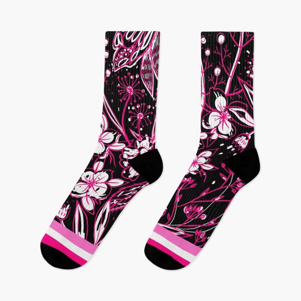 Item preview, Artsy shades of pink flowers on black background designed and sold by Chantelle  Spies.