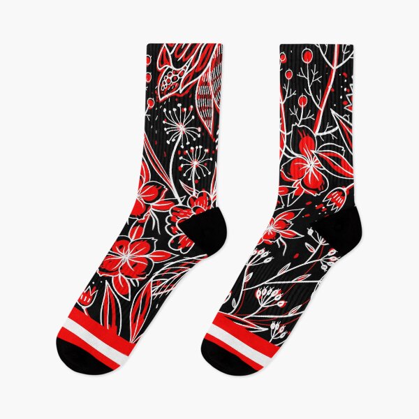 Item preview, Artsy red flowers on black background designed and sold by Chantelle  Spies.