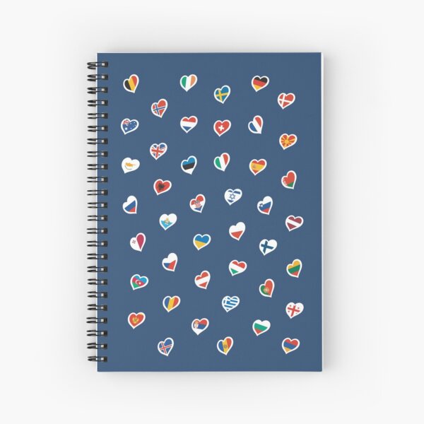 Eurovision Song Contest Country Flags in Herzen Spiralblock