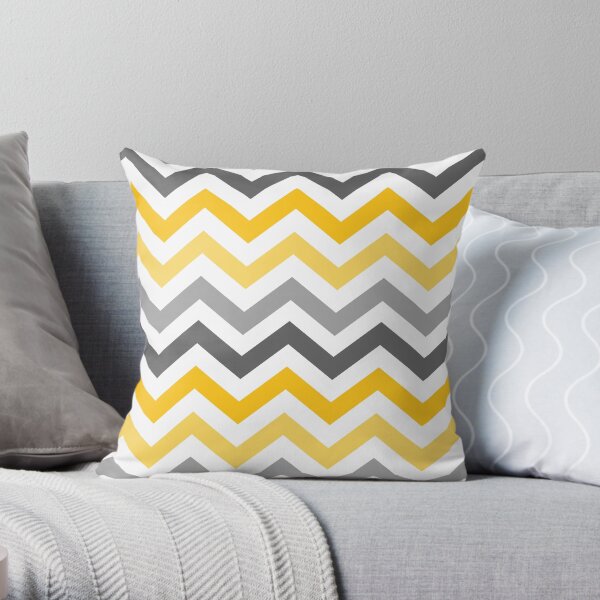 Motif Chevron gris or jaune Coussin