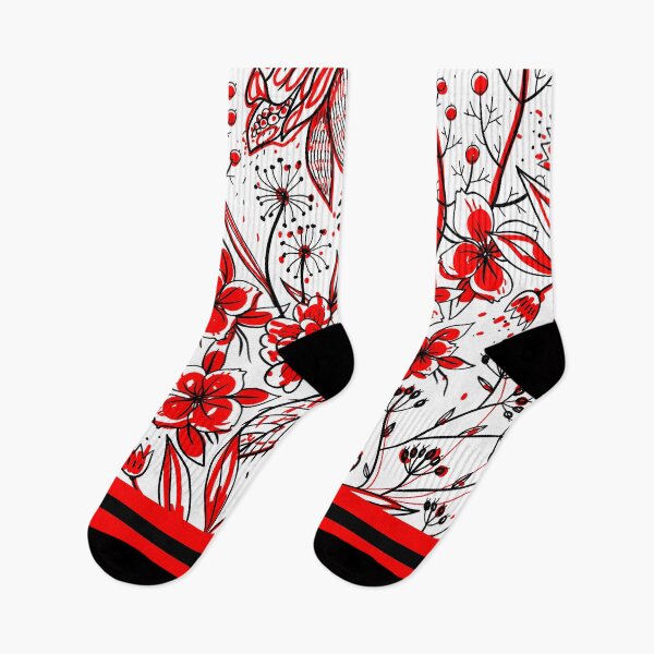 Item preview, Artsy red flowers on white background designed and sold by Chantelle  Spies.