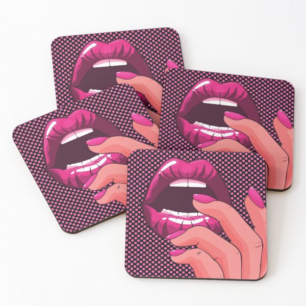 Item preview, mouth open, white teeth, sexy lips, cartoonist, pink nails, beautiful fingers designed and sold by NymphWareroom.