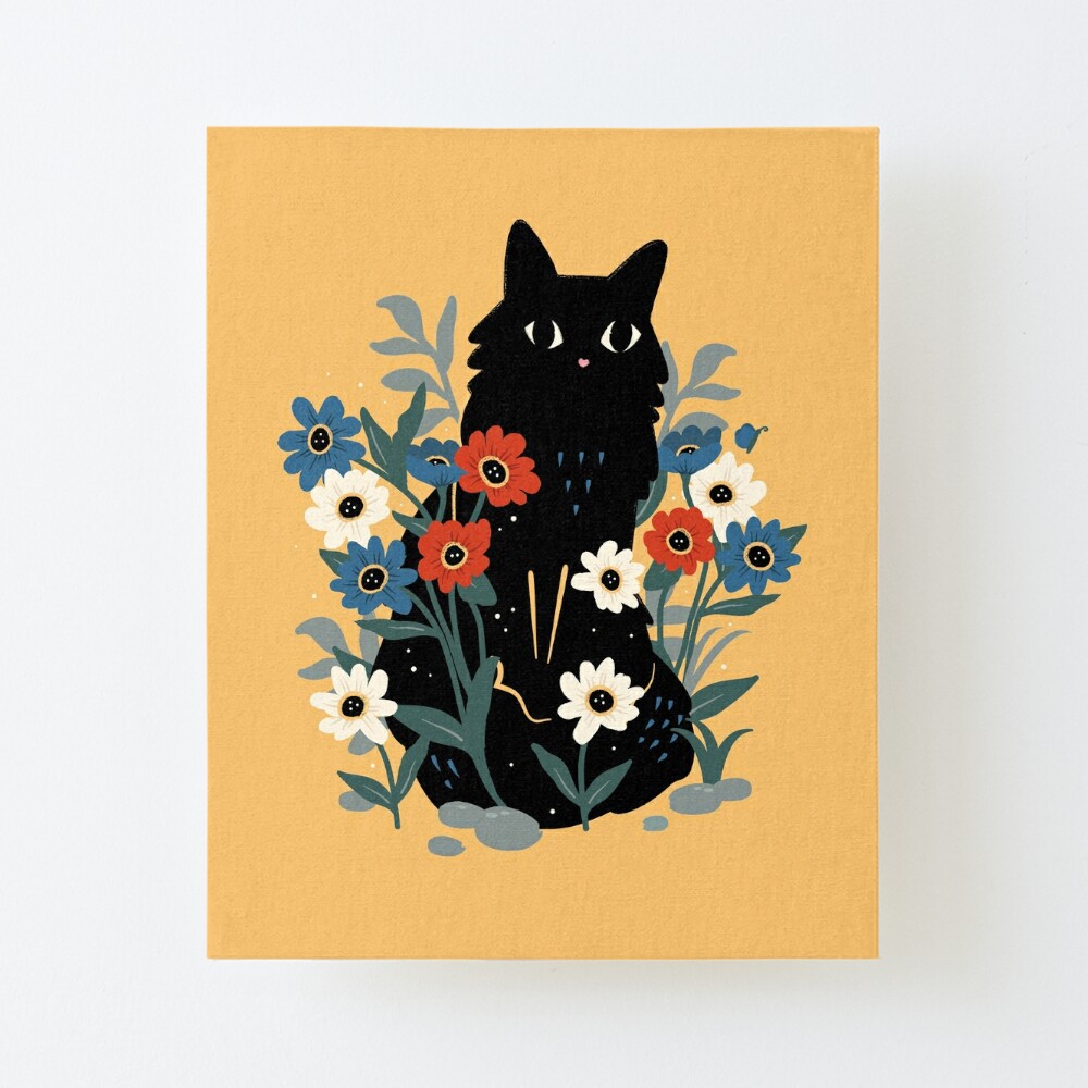 Black Cat in Garden Canvas Print for Sale by aww-to-z