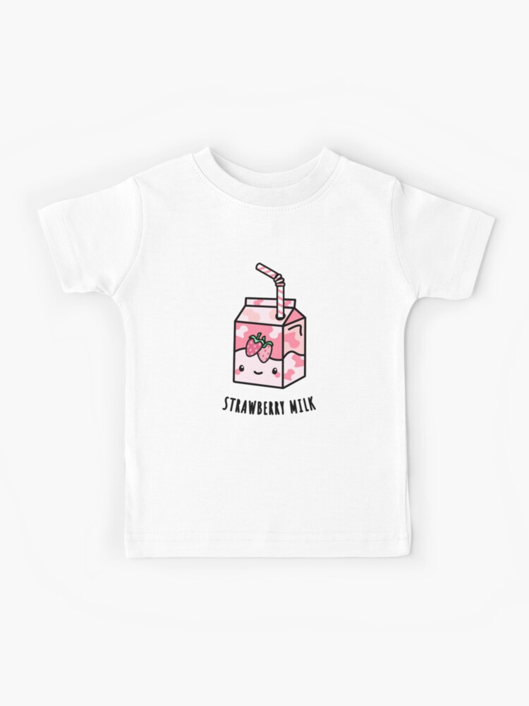 Kawaii Strawberry Milk Print T-shirt - Kawaii Fashion Shop