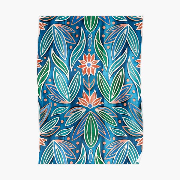 Colorful Rococo Art Deco Poster